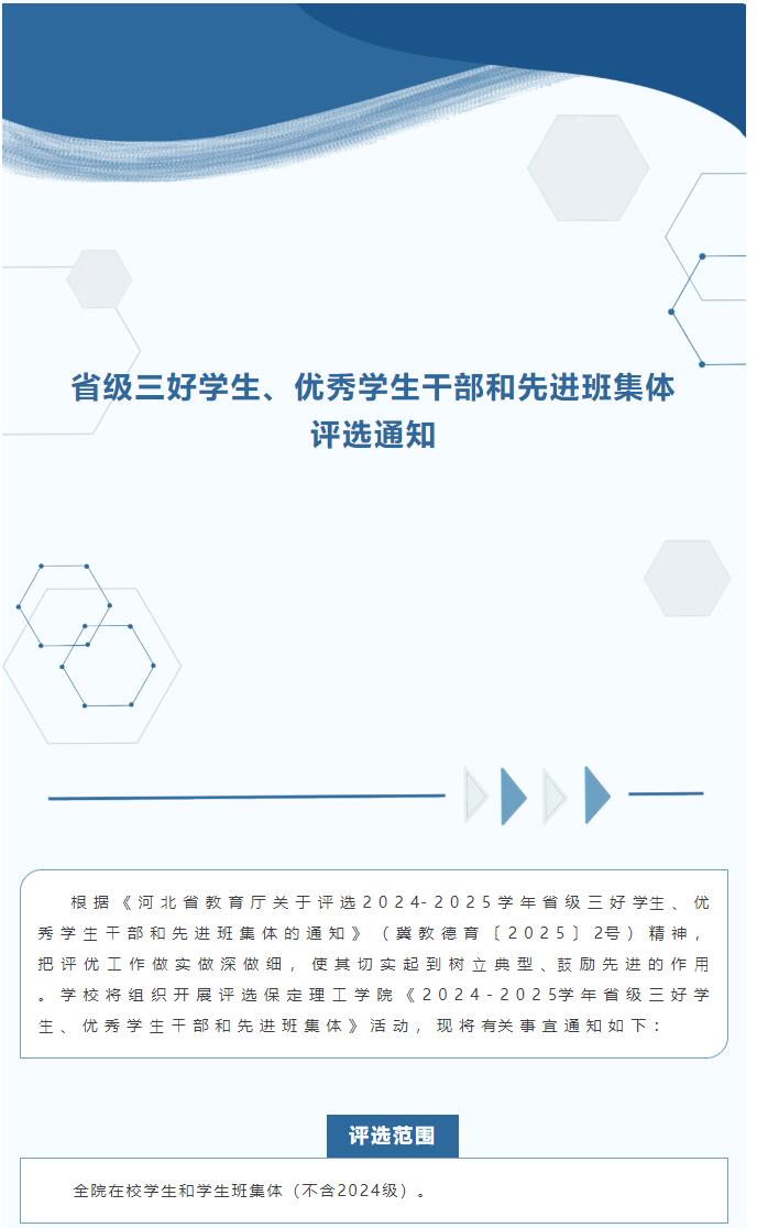 保定理工学院|信工学院|省级三好学生、优秀学生干部和先进班集体评选通知