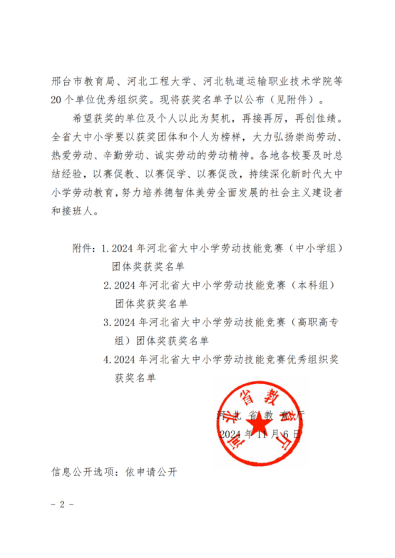 喜报 |我校代表团在2024年河北省大中小劳动技能大赛中斩获佳绩